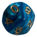 W10 Perlmutt Würfel in Blau/Schwarz