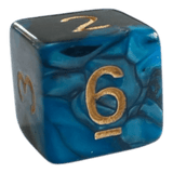 W6 Perlmutt Würfel in Blau/Schwarz