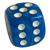W6 Perlmuttwürfel in Blau mit weißen Augen
