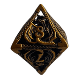 W8 Metallwürfel mit fliegenden Drachen - Gold  - 18mm