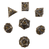 Metallwürfel mit fliegenden Drachen - Silber/Gold - 18mm Set