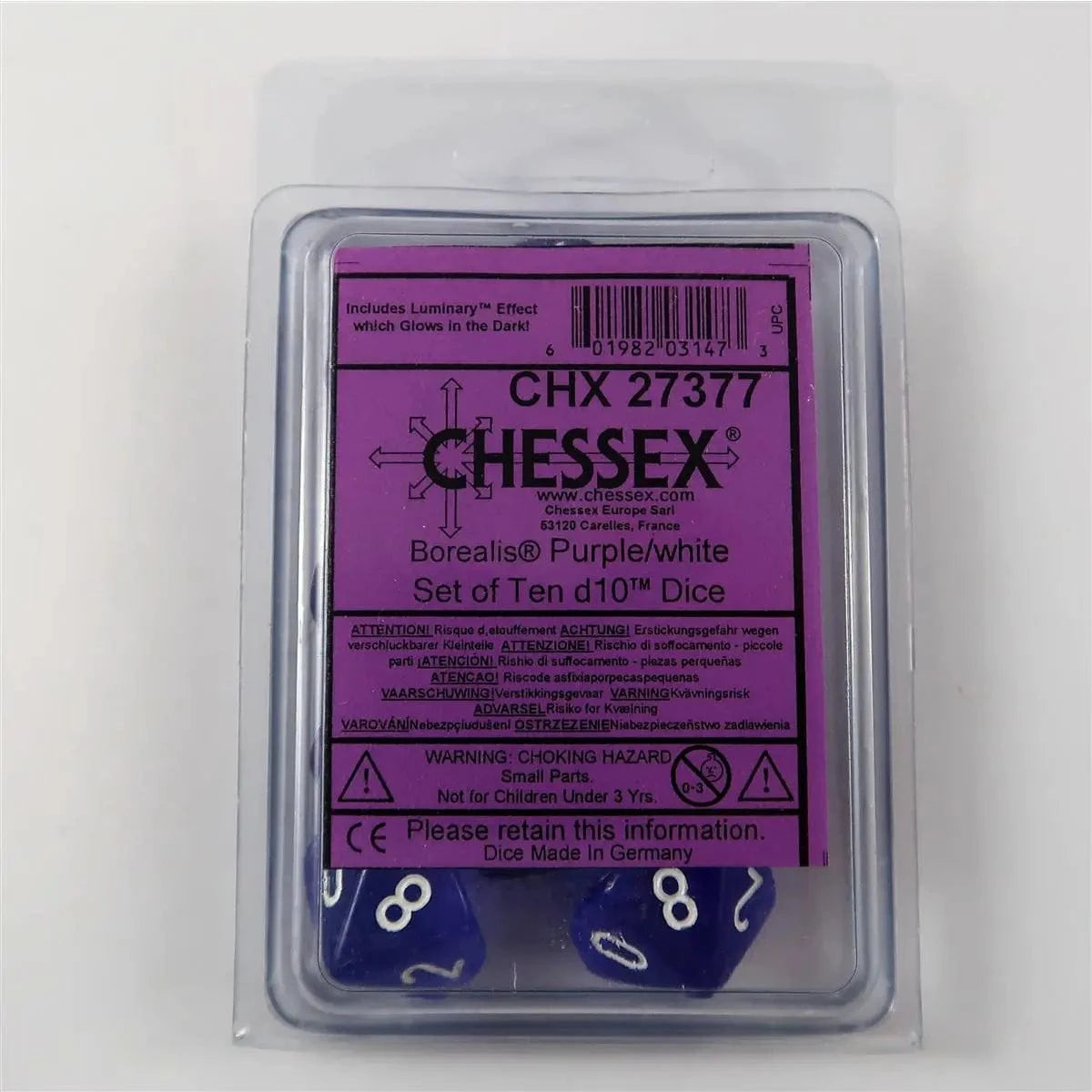 Chessex Borealis Purple luminary 10 x W10 Set