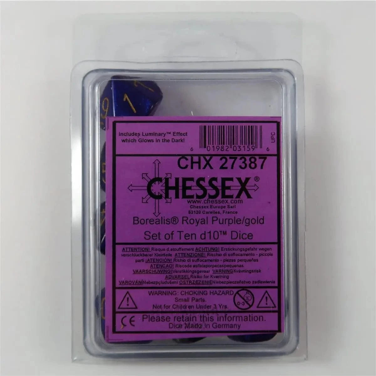 Chessex Borealis Royal Purple luminary 10 x W10 Set
