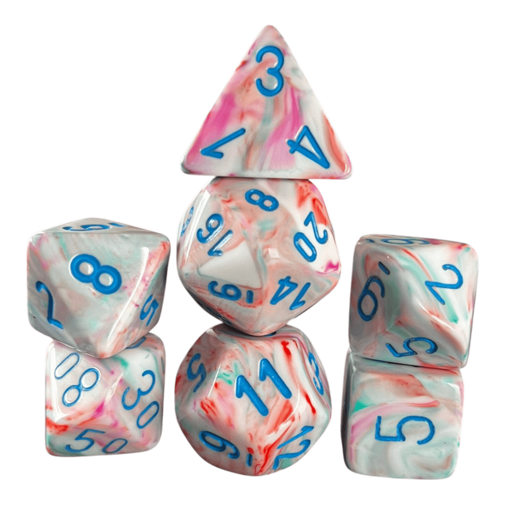 Chessex Chessex Festive Pop Art/Blue 7er Set