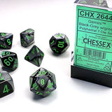 Chessex Chessex Gemini Black-Green/Gold 7er Set