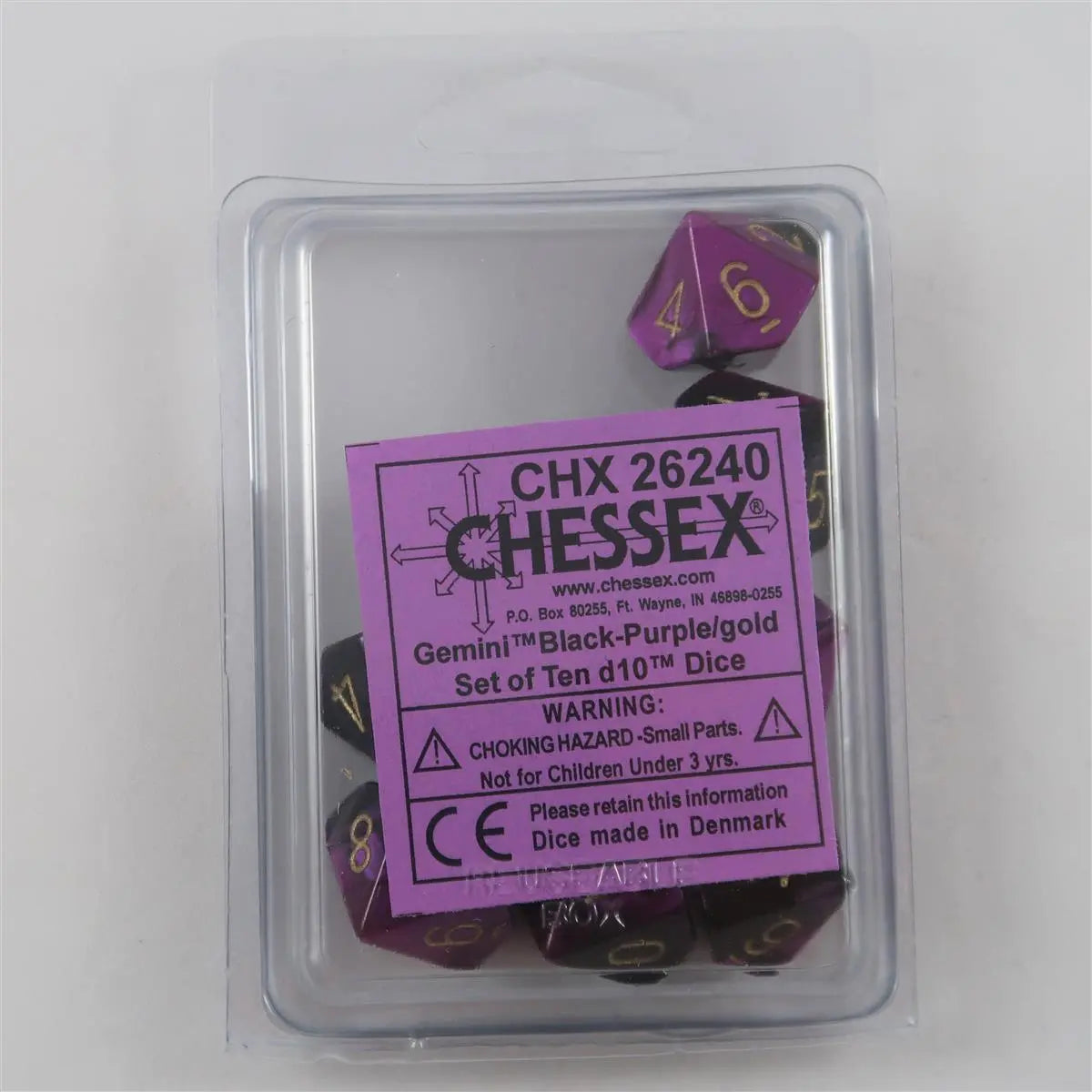 Chessex Gemini black-purple 10 x W10 Set