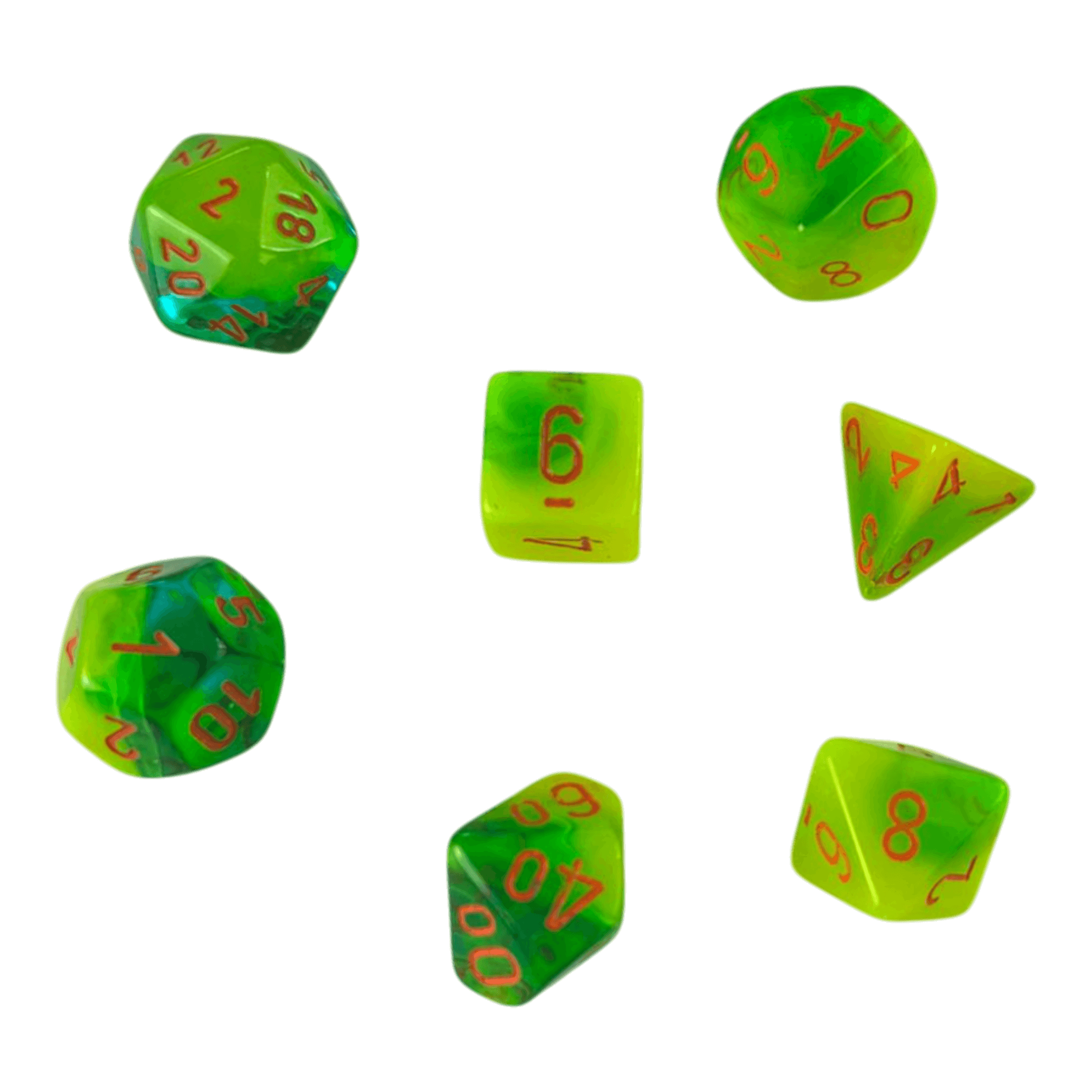 Chessex Chessex Gemini Plasma Green/Teal/Orange 7er Set