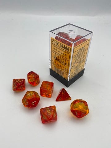 Chessex Chessex Gemini Translucent Red-Yellow/Gold 7er Set