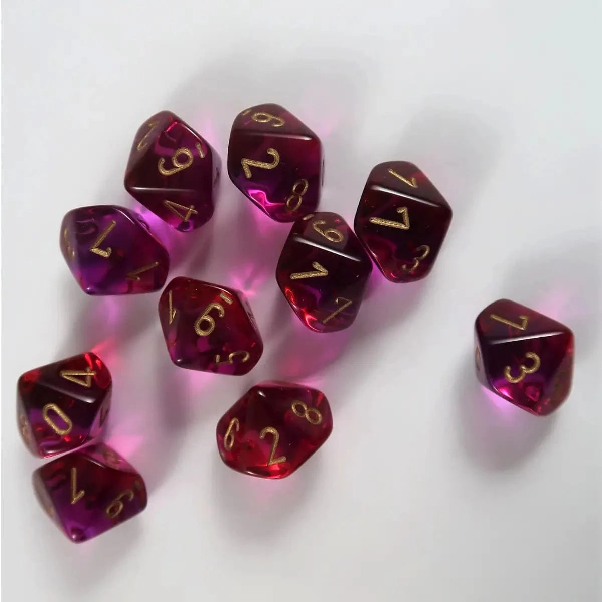 Chessex Chessex Gemini translucent violet-red/gold 10 x W10 Set