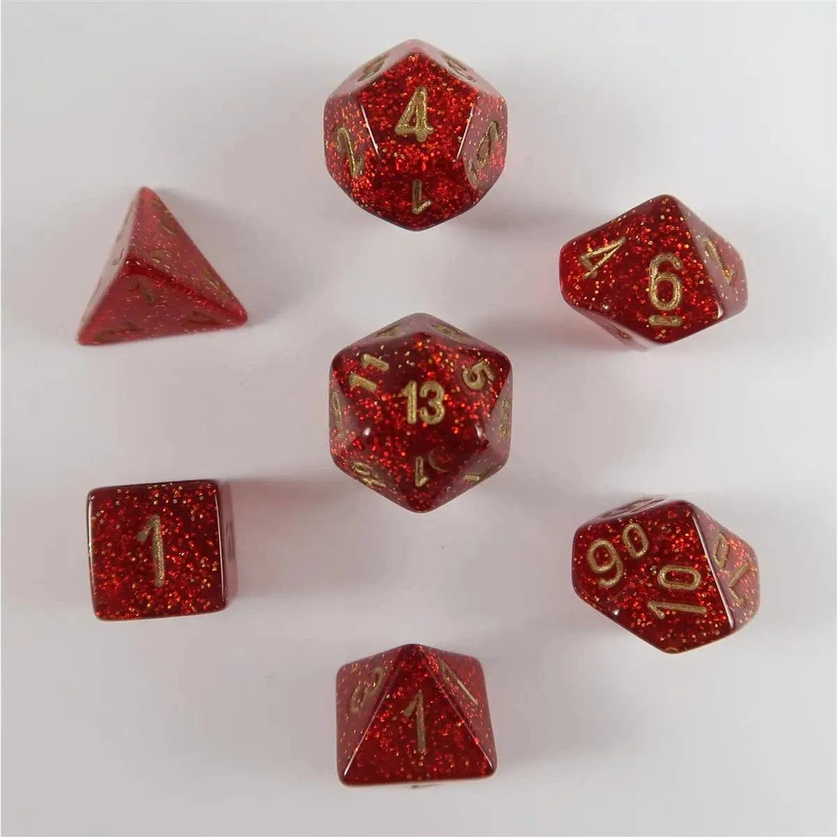 Chessex Chessex Glitter Ruby red/gold Mini-Würfelset