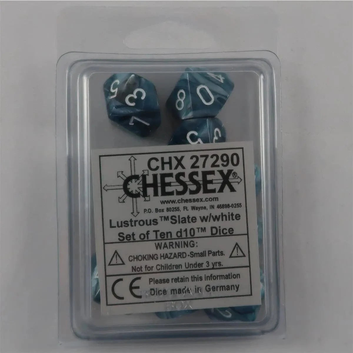 Chessex Chessex Lustrous Slate/white 10 x W10 Set
