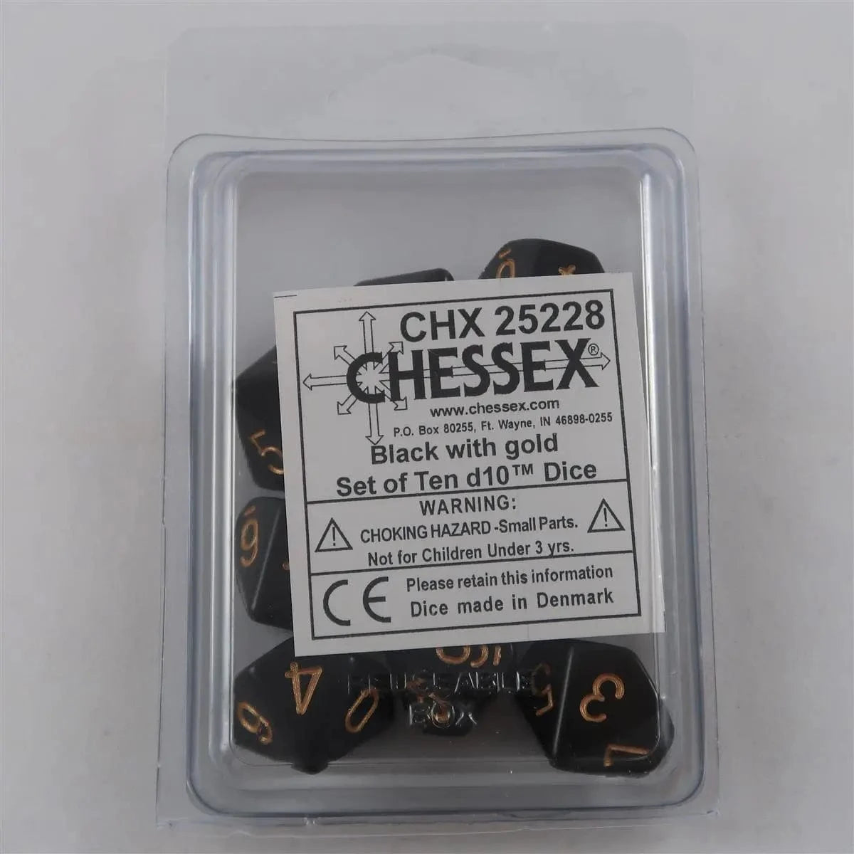 Chessex Chessex Opaque Black/gold 10 x W10 Set