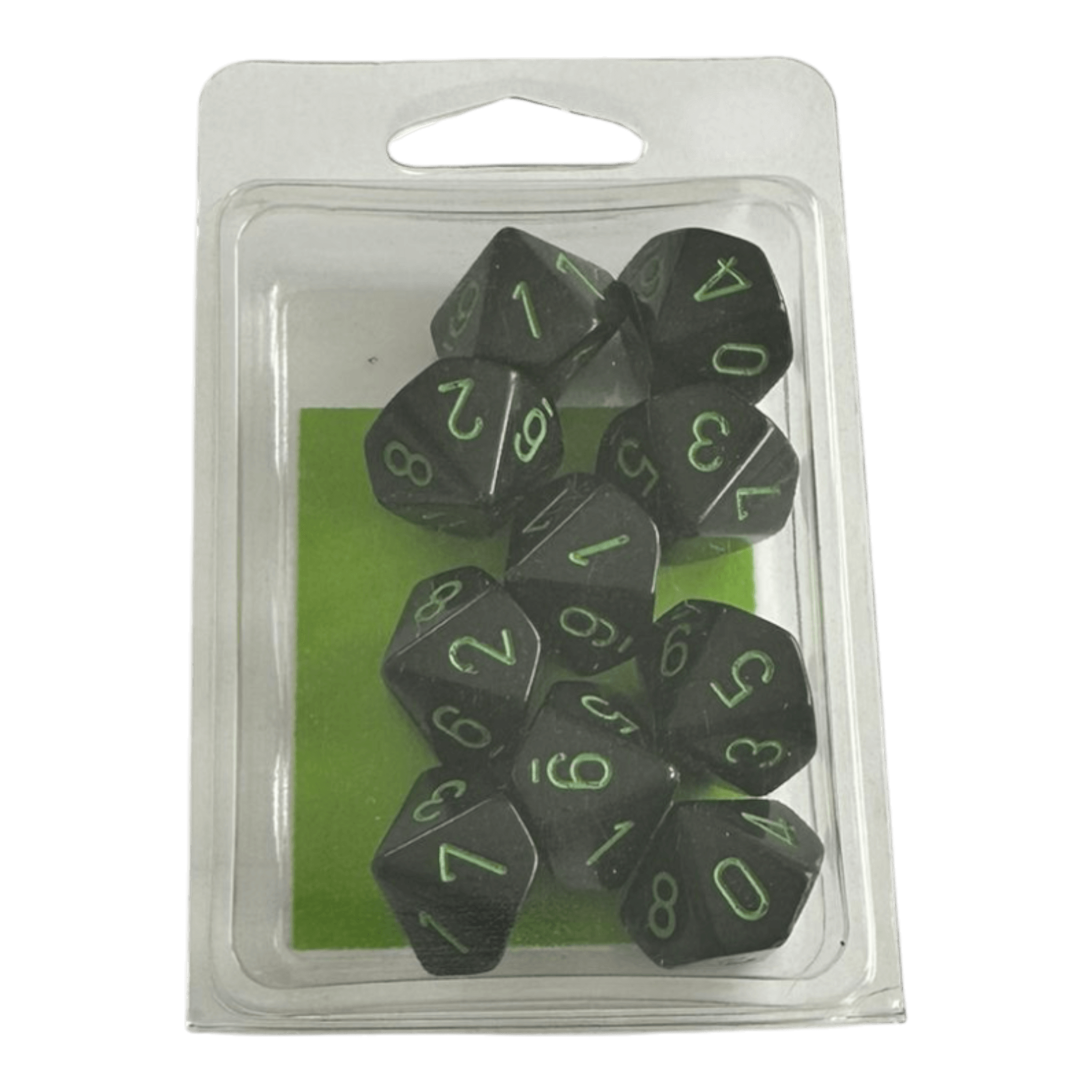 Chessex Chessex Opaque Black Green 10 x W10 Set