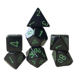 Chessex Chessex Opaque Black/Green 7er Set