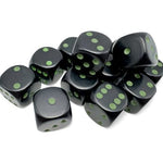 Chessex Chessex Opaque Black/Green W6 Set (16mm)