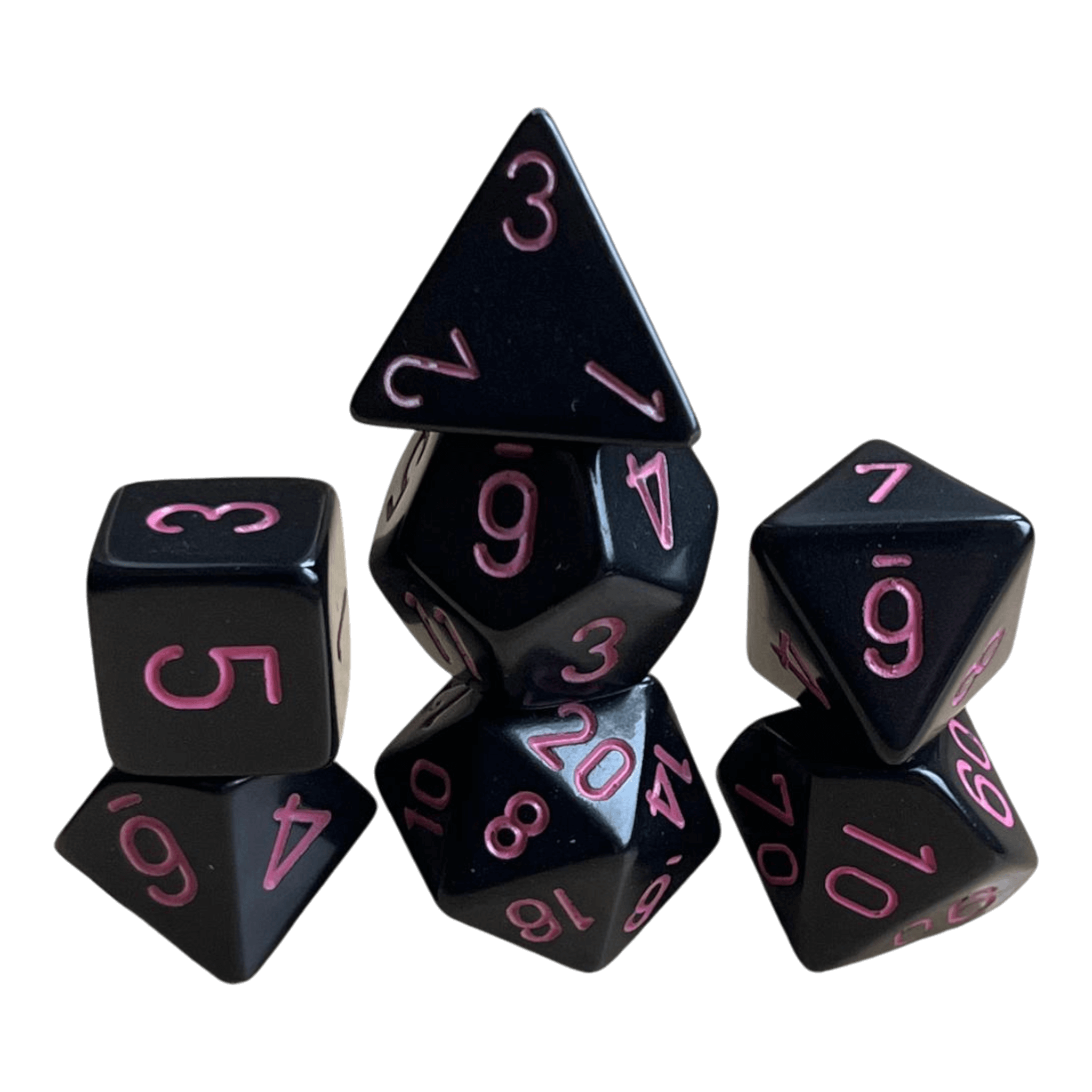 Chessex Chessex Opaque Black/Pink 7er Set