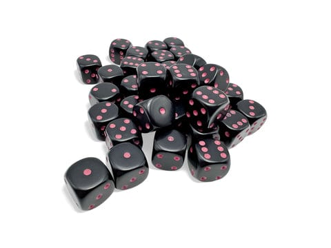 Chessex Chessex Opaque Black/Pink W6 Set (12mm)