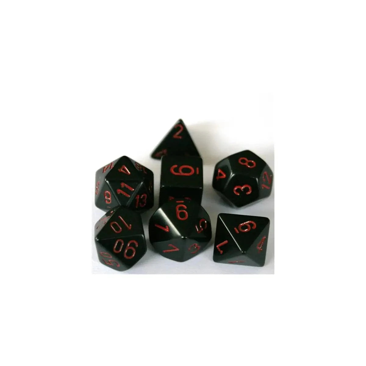 Chessex Chessex Opaque Black/Red 7er Set