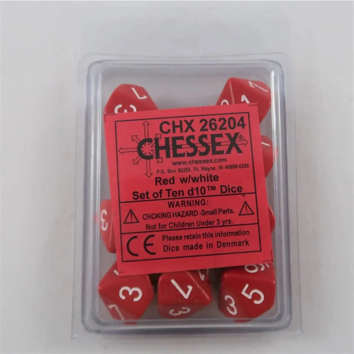 Chessex Chessex Opaque Red/white 10 x W10 Set