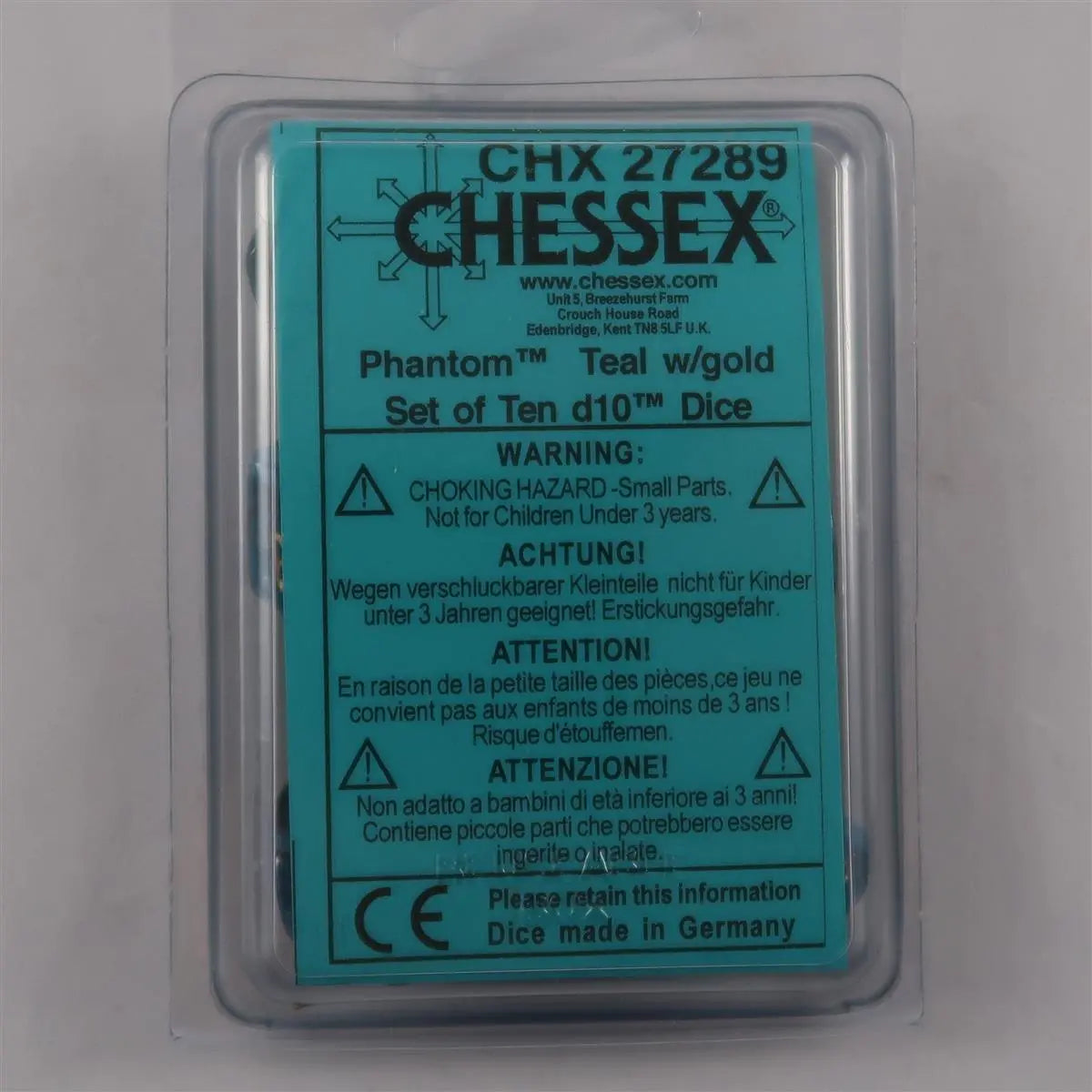 Chessex Phantom Teal/Gold 10 x W10 Set