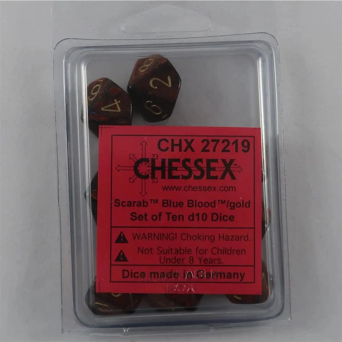 Chessex Chessex Scarab Blue-Blood/Gold 10 x W10 Set