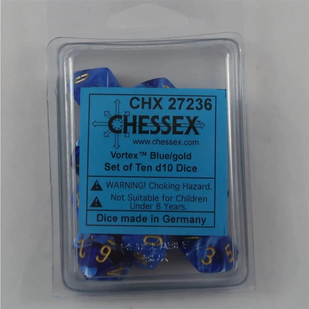 Chessex Chessex Vortex Blue/Gold 10 x W10 Set