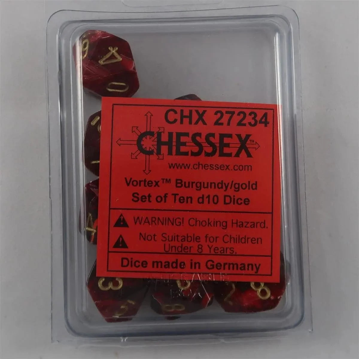 Chessex Chessex Vortex Burgundy/Gold 10 x W10 Set