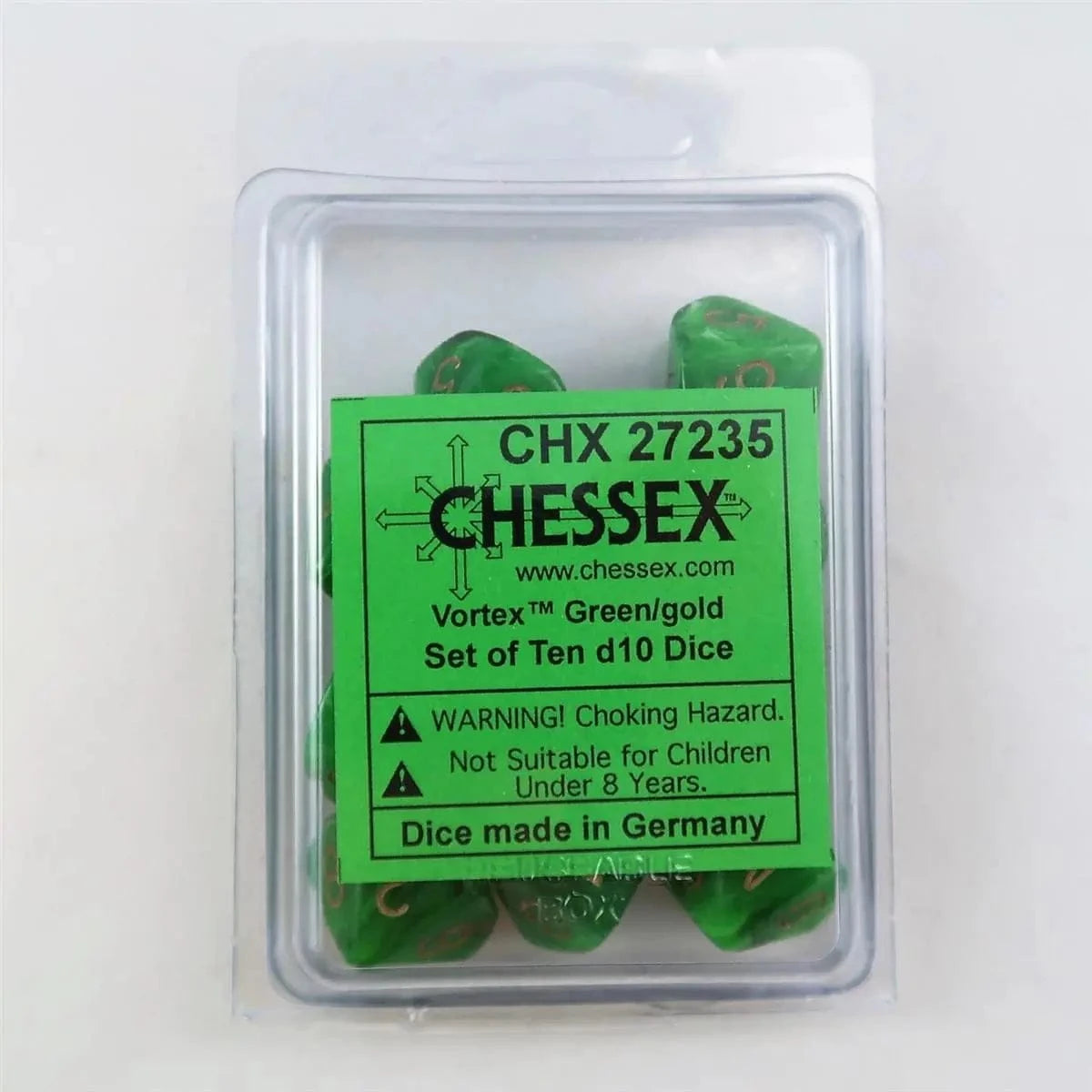 Chessex Chessex Vortex Green/Gold 10 x W10 Set
