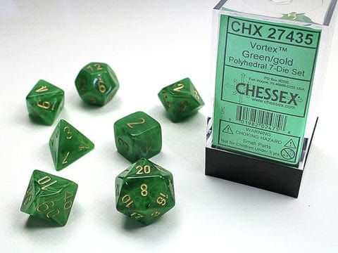 Chessex Chessex Vortex Green/Gold 7er Set