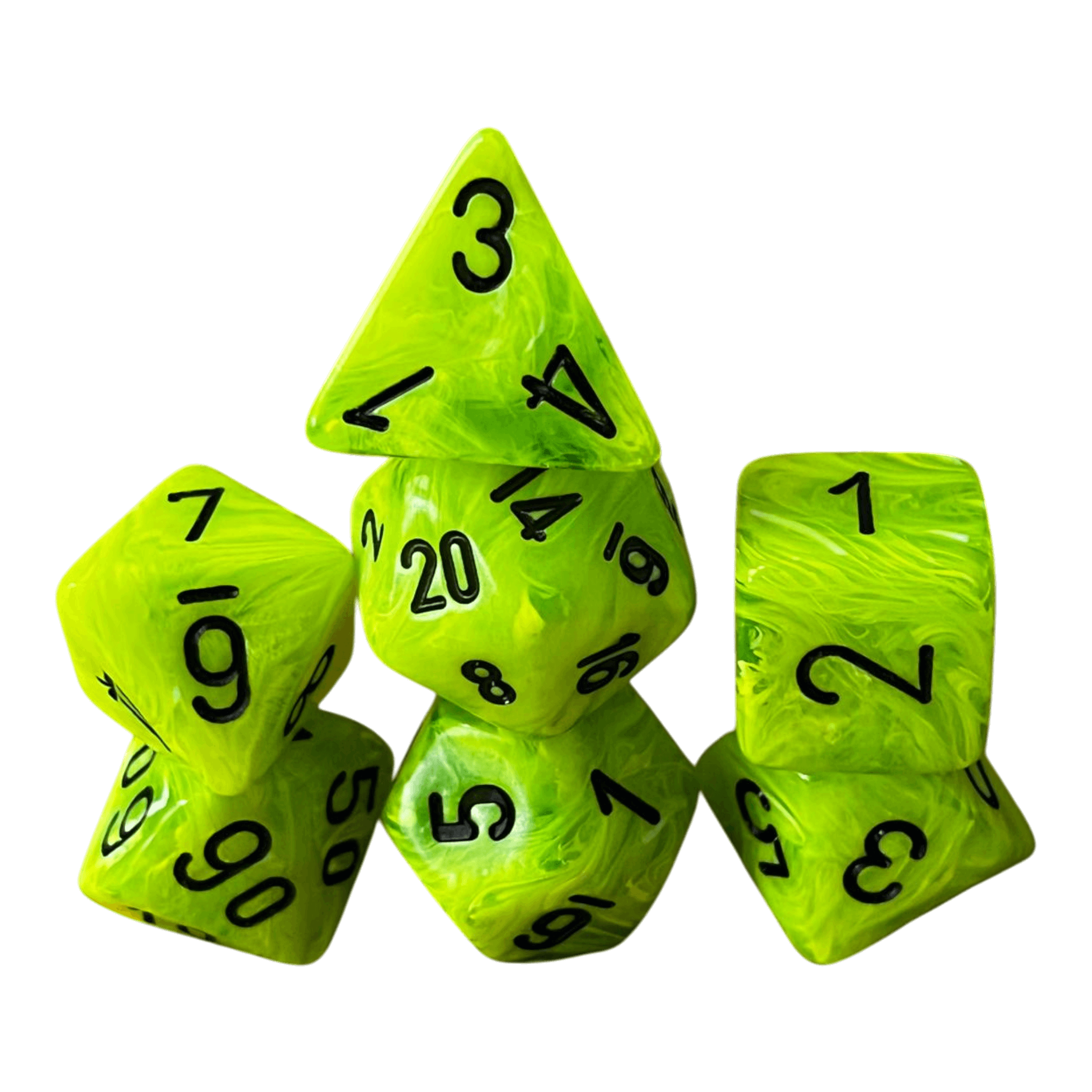 Würfel Stube Chessex Vortex Mega‑Hedral Bright Green/black Set