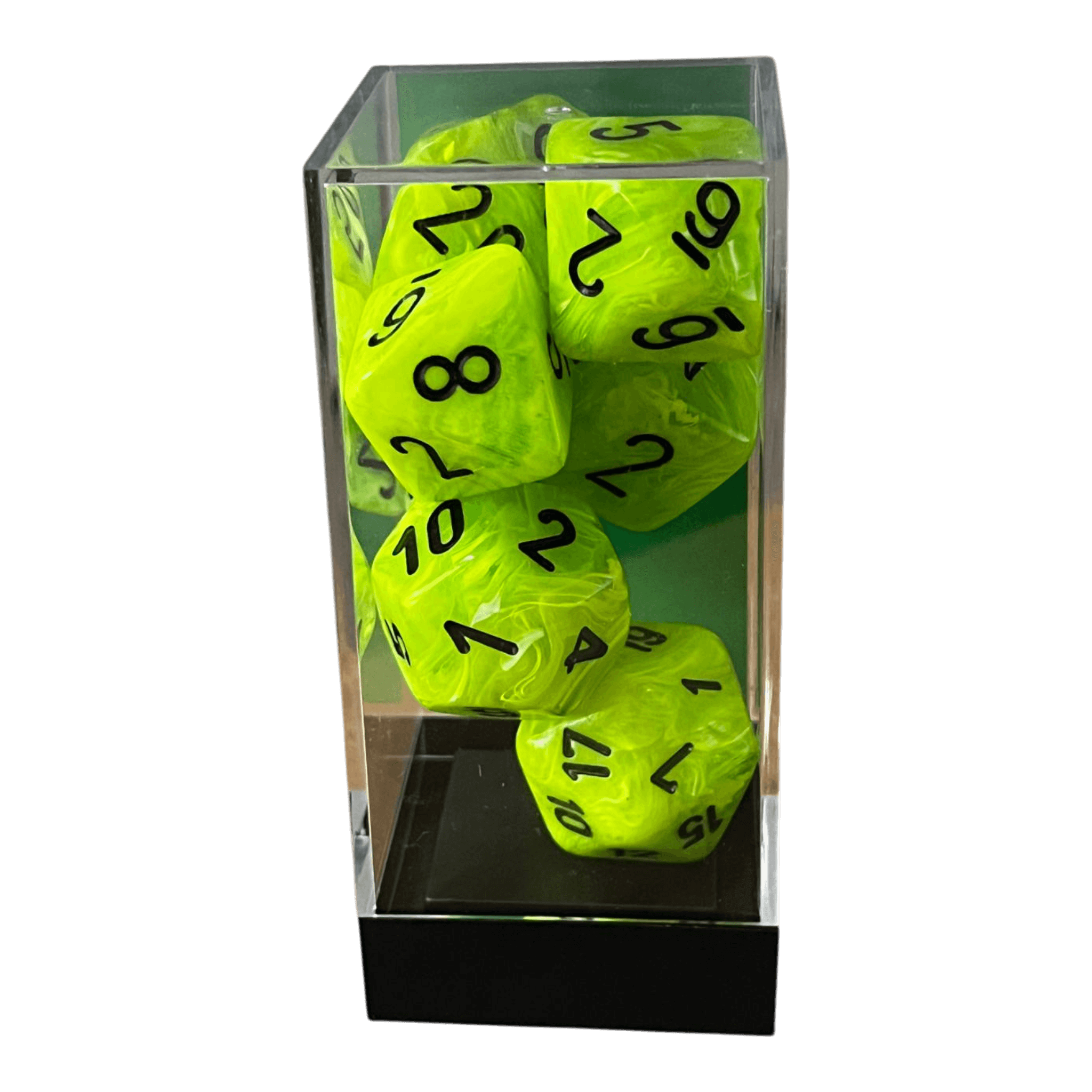 Würfel Stube Chessex Vortex Mega‑Hedral Bright Green/black Set