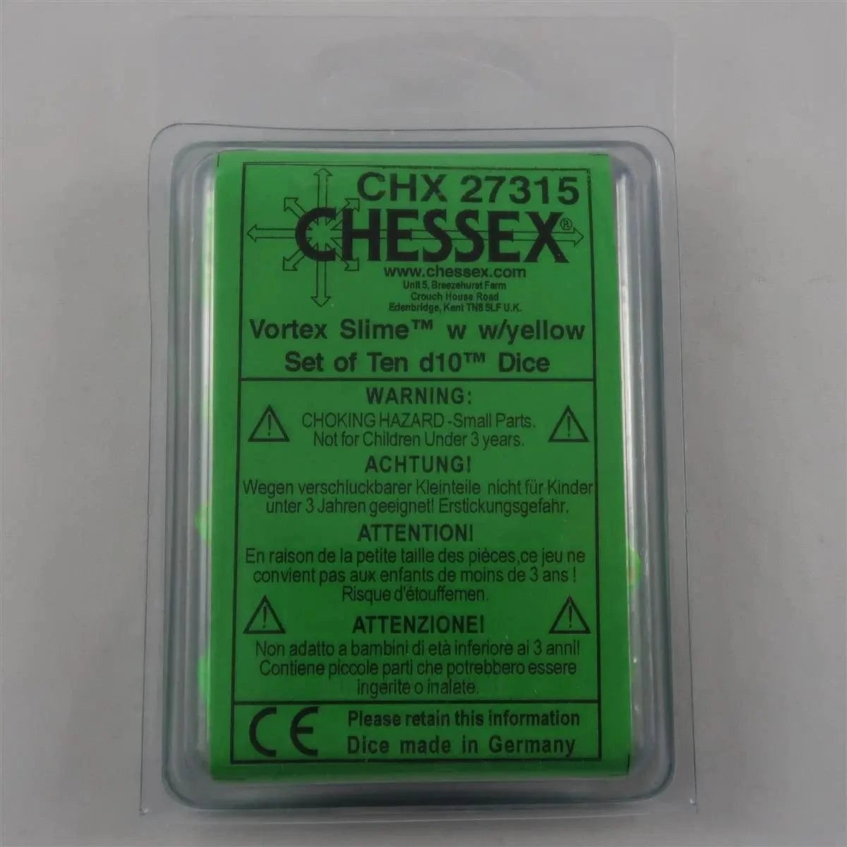 Chessex Chessex Vortex Slime/Yellow 10 x W10 Set