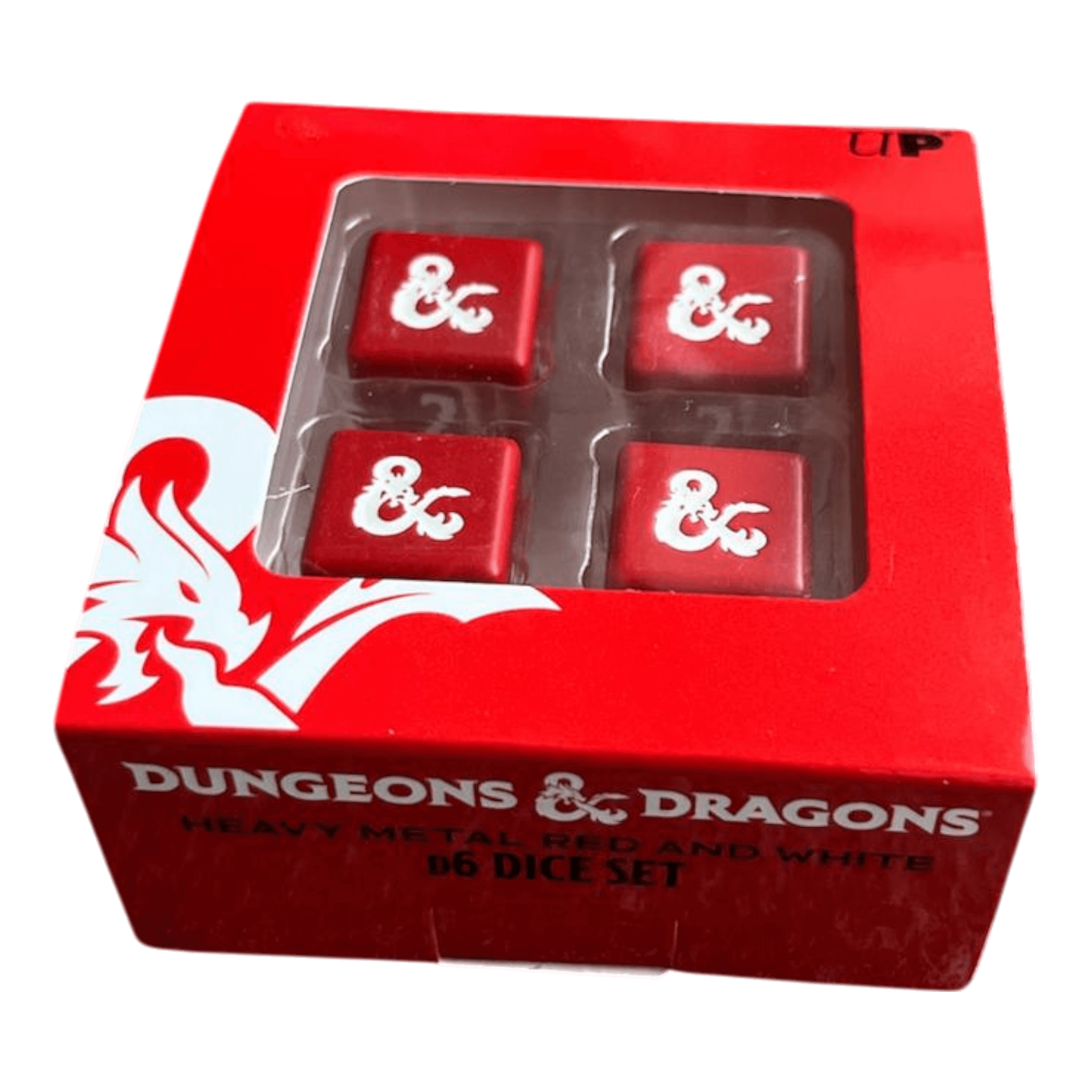 Würfel Stube D&D W6 aus Metal in rot/weiß (4er Pack)