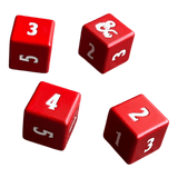 Würfel Stube D&D W6 aus Metal in rot/weiß (4er Pack)