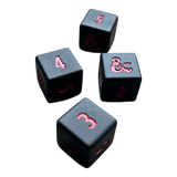 Würfel Stube D&D W6 aus Metal in schwarz/rot (4er Pack)