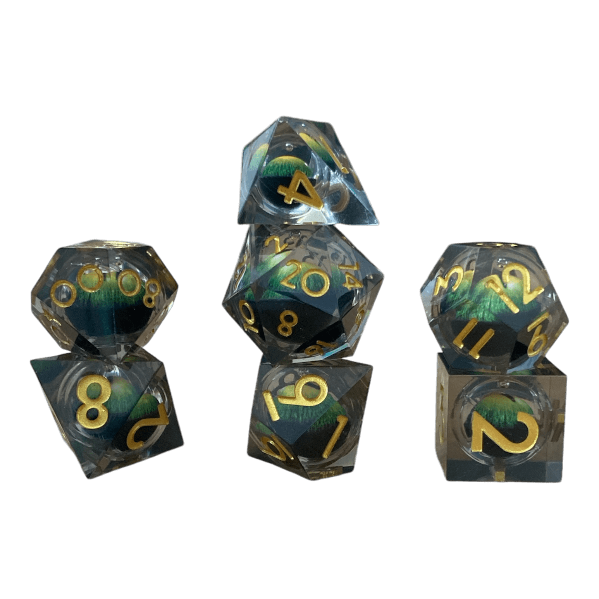Waerfel Stube Drachenaugen-Würfel grün Set