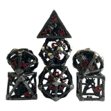 Drachenwürfel-Set (Nickel mit roten Nummern) - 18mm
