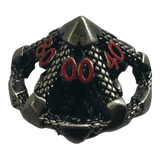 W10 Drachenwürfel (Nickel mit roten Nummern) - 18mm