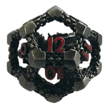 W12 Drachenwürfel (Nickel mit roten Nummern) - 18mm