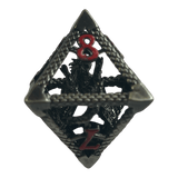 W8 Drachenwürfel (Nickel mit roten Nummern) - 18mm