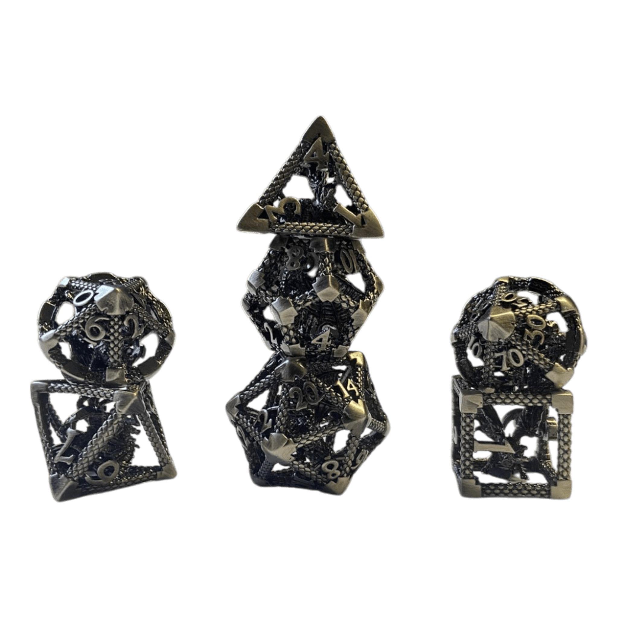 Würfel Stube Drachenwürfel Set aus Antiken Silber  - 18mm