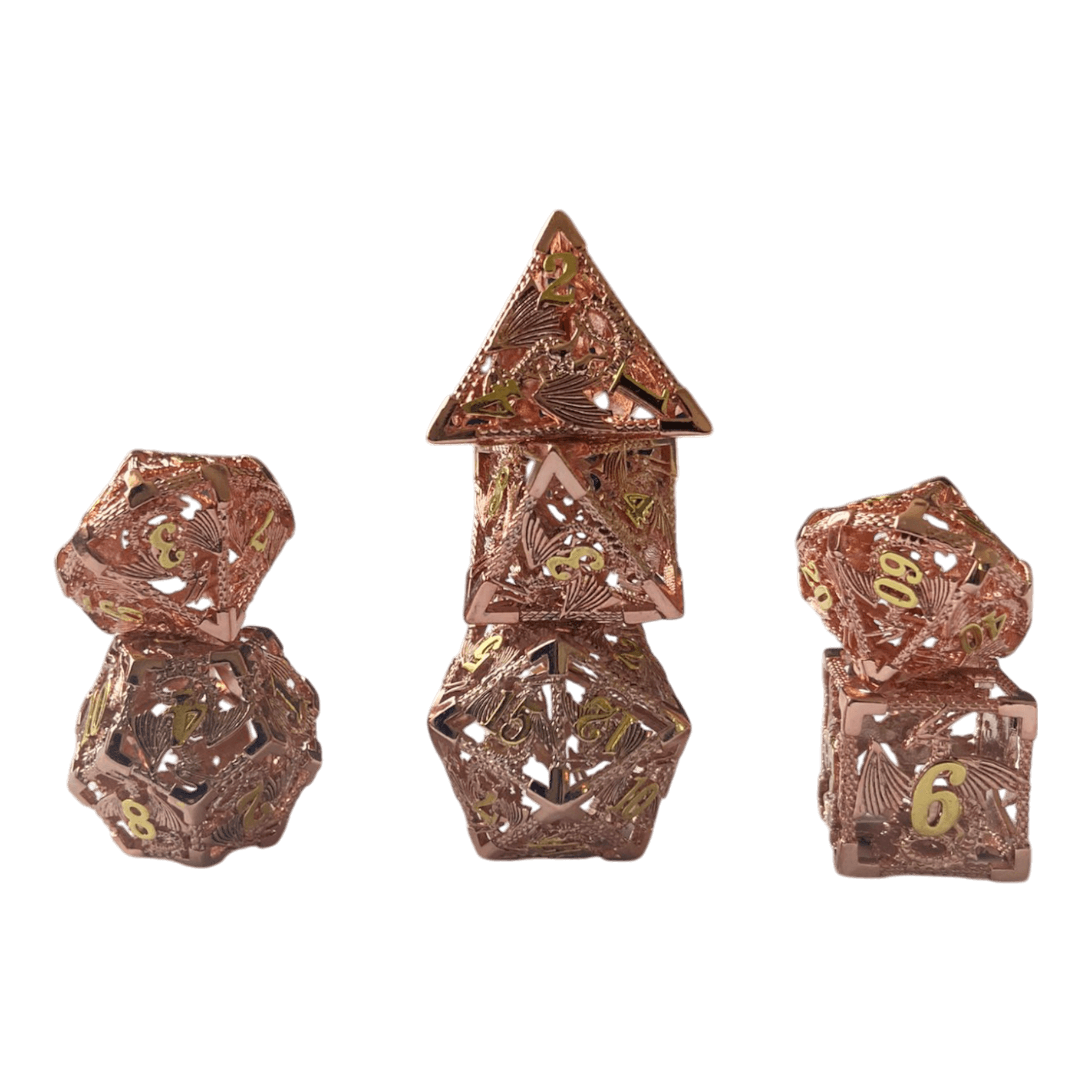Würfel Stube Drachenwürfel-Set (Kupfer mit goldenen Nummern) - 18mm
