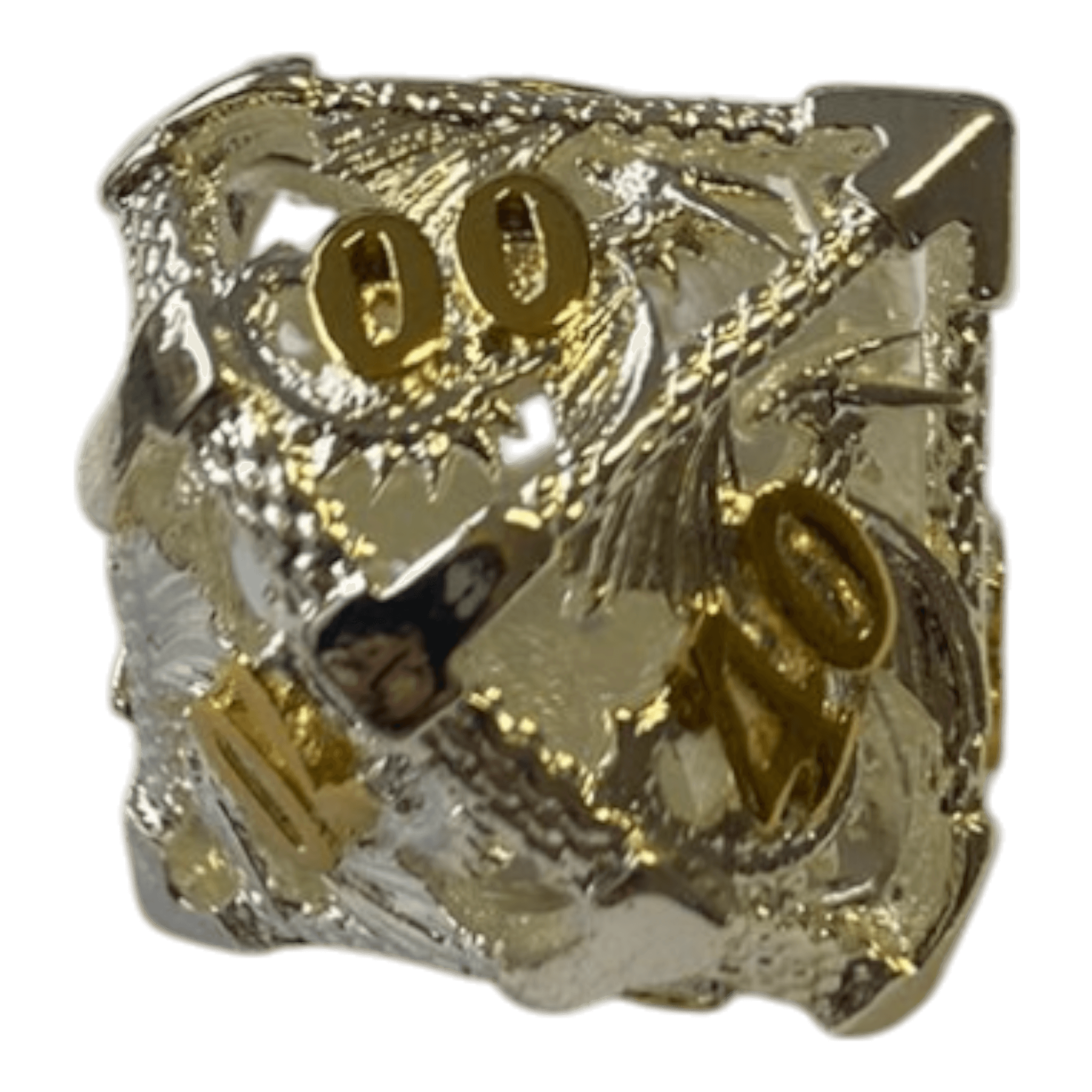 Würfel Stube Drachenwürfel W10-0 (Silber mit goldenen Nummern) - 18mm