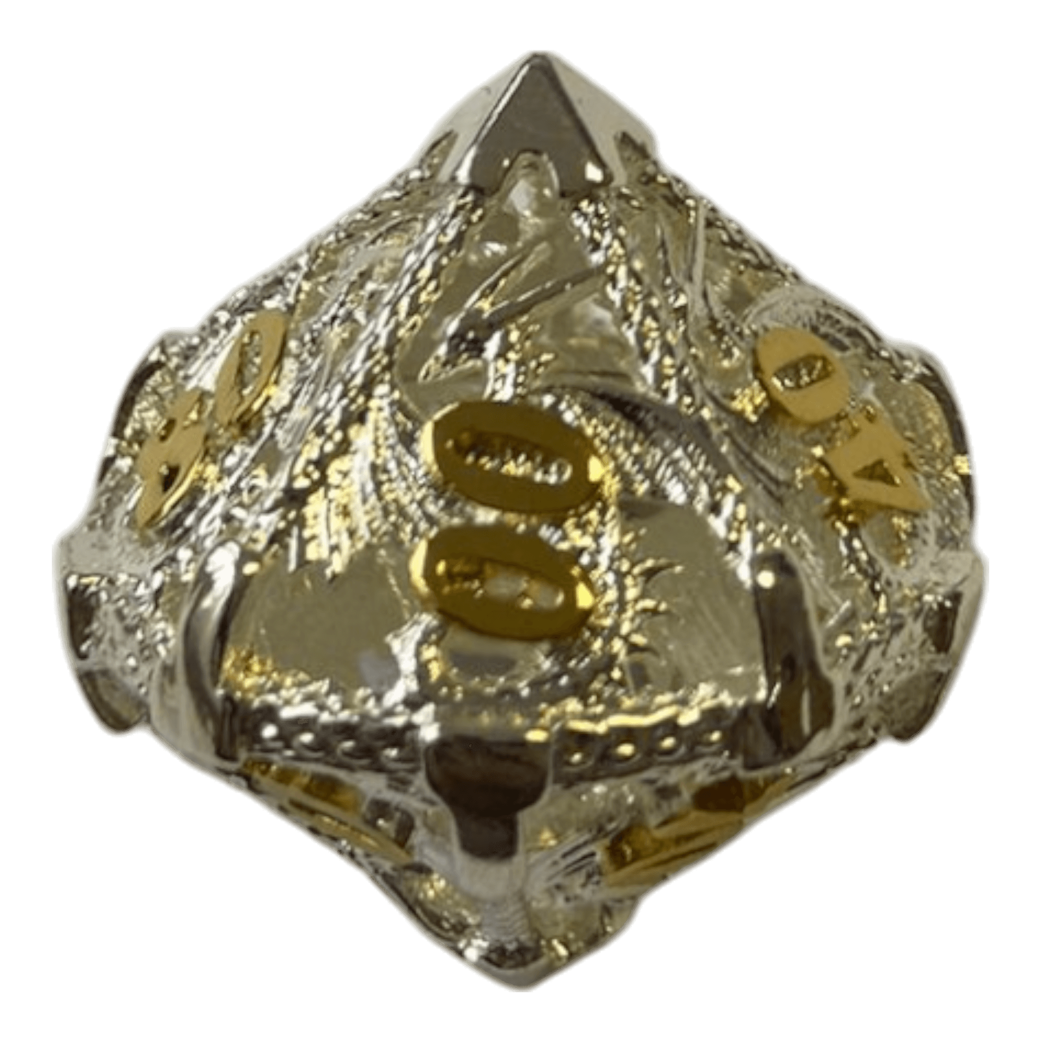 Würfel Stube Drachenwürfel W10-0 (Silber mit goldenen Nummern) - 18mm
