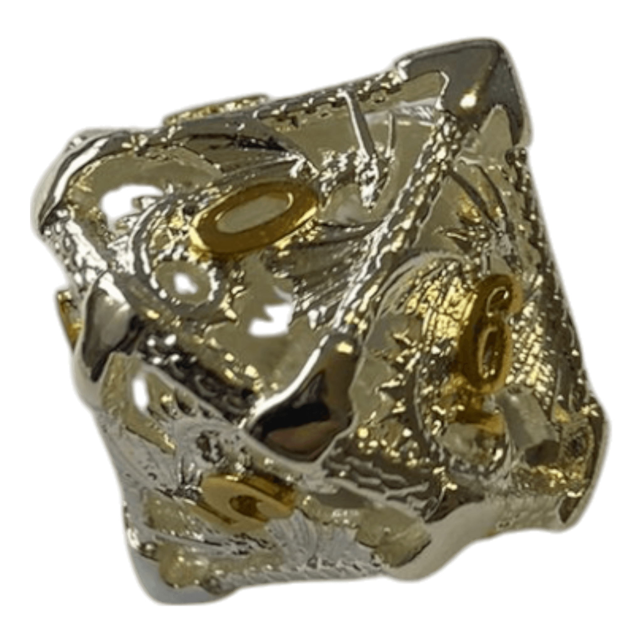 Würfel Stube Drachenwürfel W10 (Silber mit goldenen Nummern) - 18mm