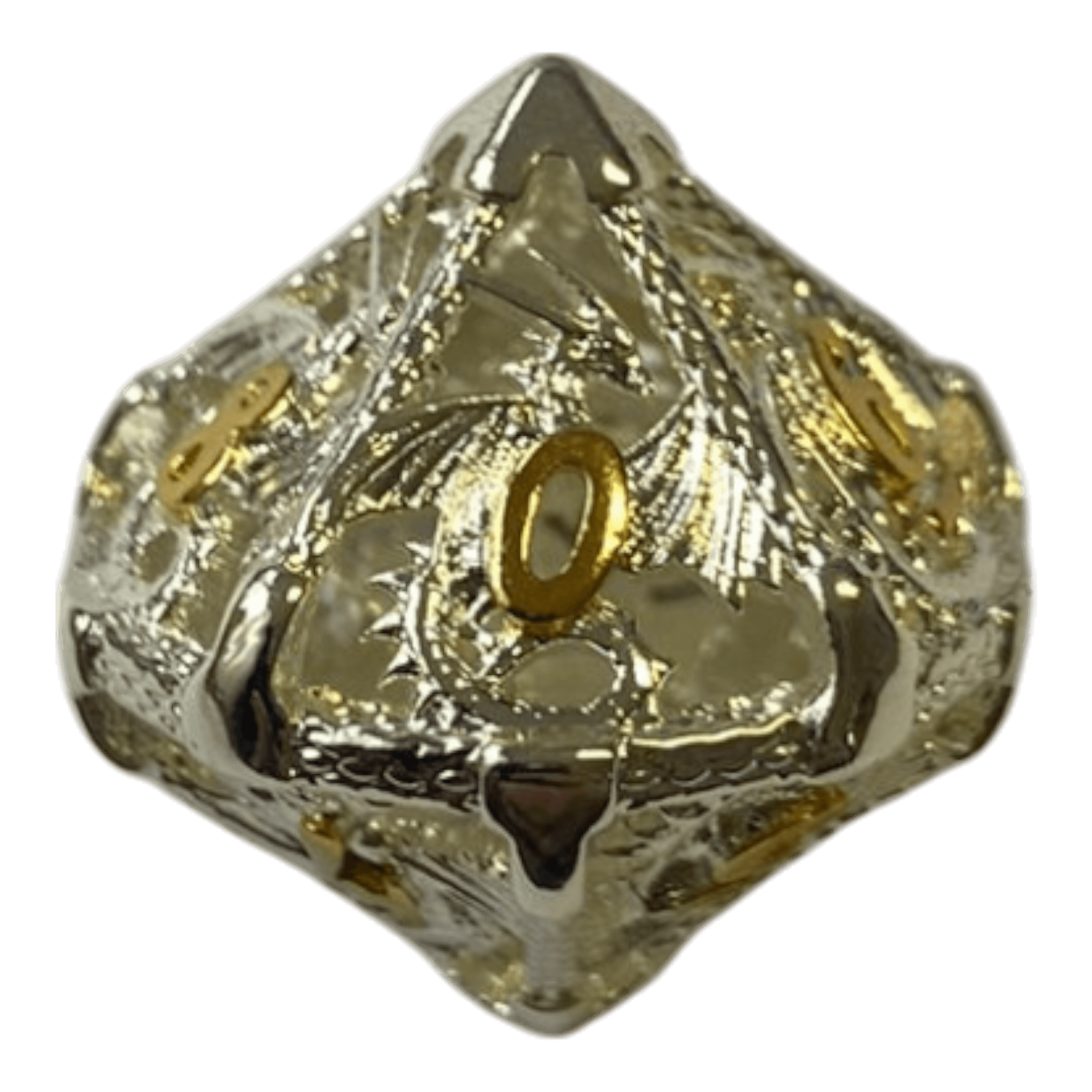 Würfel Stube Drachenwürfel W10 (Silber mit goldenen Nummern) - 18mm