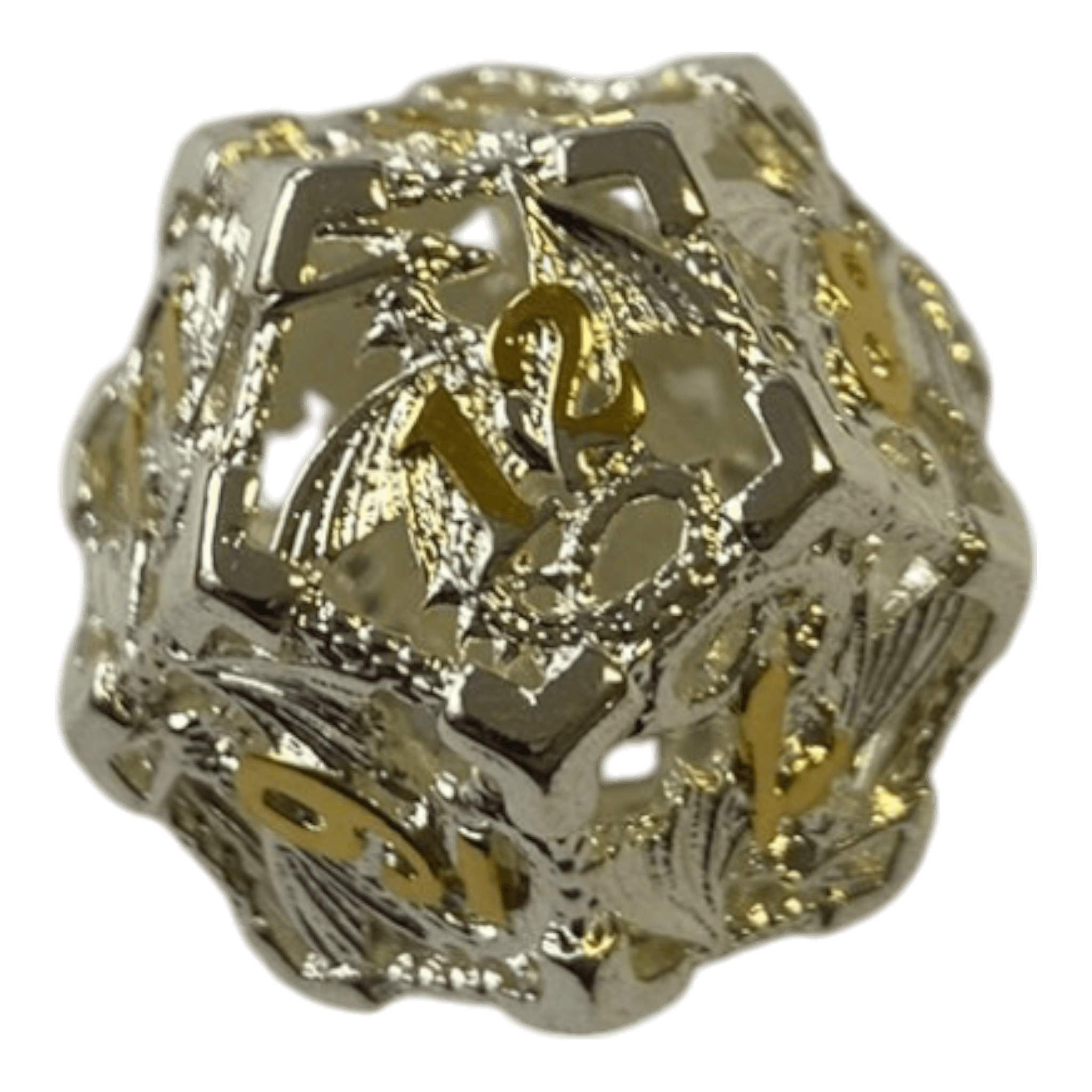 Würfel Stube Drachenwürfel W12 (Silber mit goldenen Nummern) - 18mm