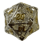 Würfel Stube Drachenwürfel W20 (Silber mit goldenen Nummern) - 18mm