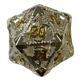 Würfel Stube Drachenwürfel W20 (Silber mit goldenen Nummern) - 18mm