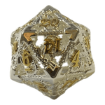 Würfel Stube Drachenwürfel W20 (Silber mit goldenen Nummern) - 18mm